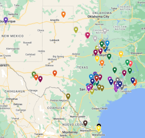 Texas Folklife Apprenticeship Program Map